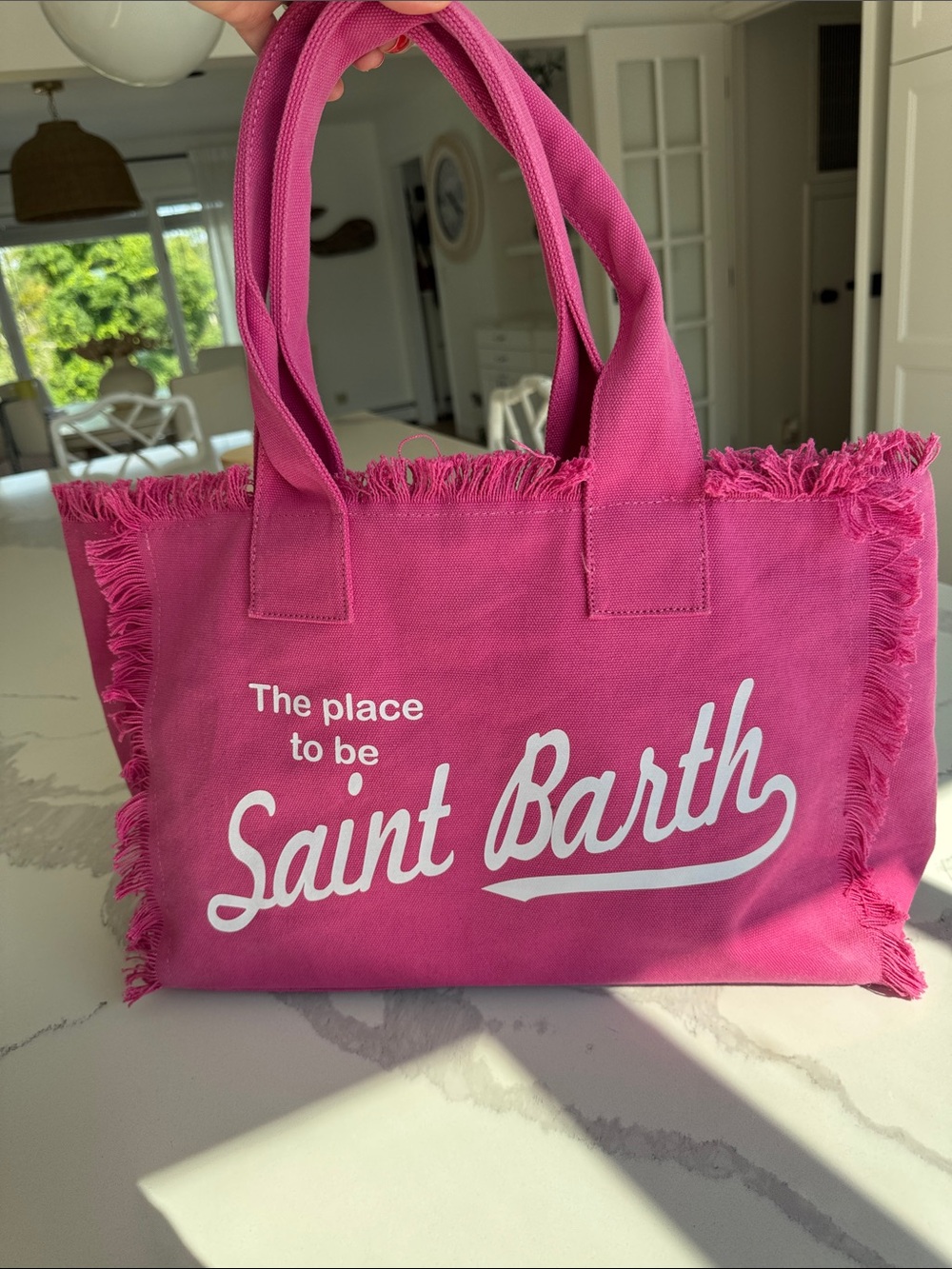 Saint Barth Tote Bag bright hot fuschia pink beach pool vacation resort